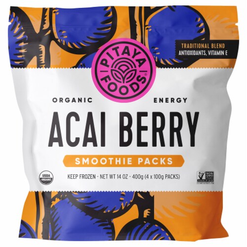 PitayaPlus Organic Acai + Guarana Smoothie Packs Perspective: front