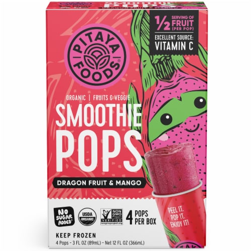 Pitaya Foods® Organic Dragon Fruit & Mango Smoothie Pops Perspective: front