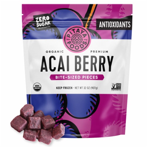Pitaya Foods® Organic Acai Berry Bite-Sized Pieces Perspective: front