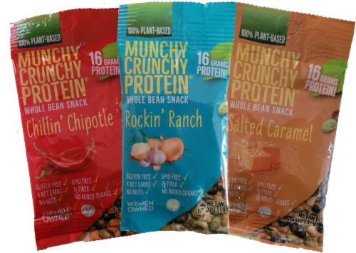 Munchy Sampler 3-Packet Variety Munchy Crunchy Protein Snack  & Meal Protein - Vegan Perspective: front