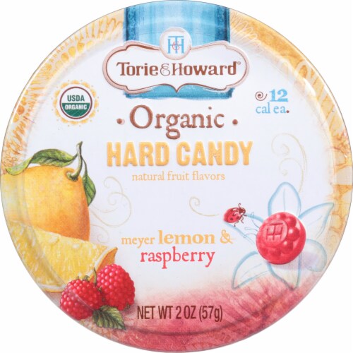 Torie & Howard Organic Meyer Lemon & Raspberry Hard Candy Perspective: front