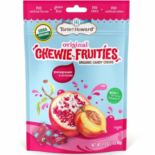 Torie & Howard Chewie Fruities Organic Pomegranate & Nectarine Candy Chews Perspective: front