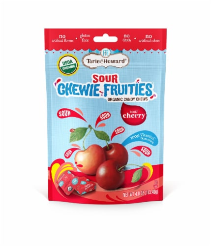 Torie & Howard Chewie Fruities Organic Sour Cherry Candy Chews Perspective: front