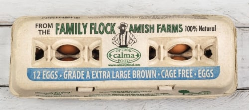 Family Flock Amish Farms 100% Natural Grade A Extra Large Brown Cage Free Eggs Perspective: front