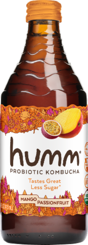 Humm Kombucha Mango Passion Fruit Probiotic Kombucha Perspective: front