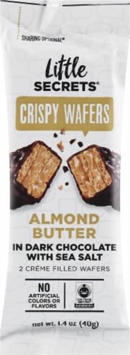 Little Secrets Almond Butter in Dark Chocolate with Sea Salt Crispy Wafers Perspective: front