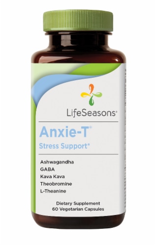 Life Seasons® Anxie-T Stress Support Dietary Supplement Vegetarian Capsules Perspective: front