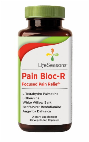 Life Seasons® Pain Bloc-R Focused Pain Relief Dietary Supplement Vegetarian Capsules Perspective: front