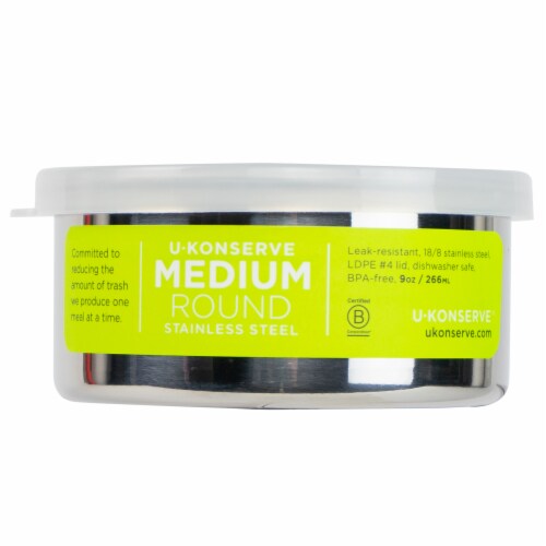 U-Konserve Round Medium Stainless Steel Container - Clear Perspective: front