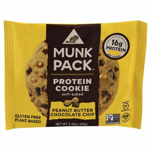 Munk Pack® Peanut Butter Chocolate Chip Soft-Baked Protein Cookie Perspective: front