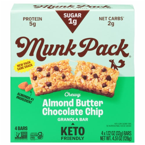 Munk Pack® Keto Almond Butter Coco Chip Granola Bar Perspective: front
