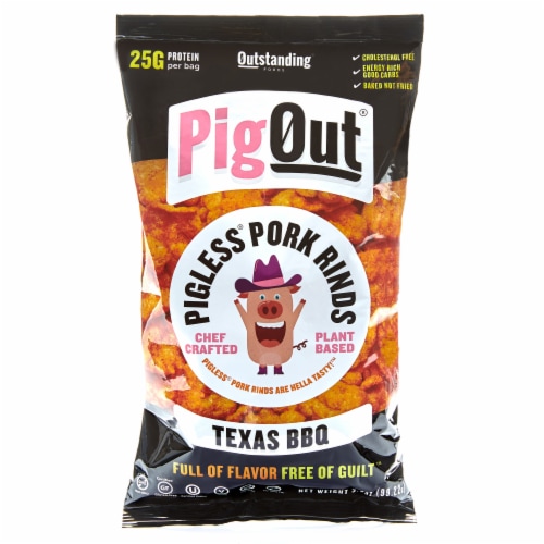 PigOut® Texas BBQ Pigless® Pork Rinds Perspective: front