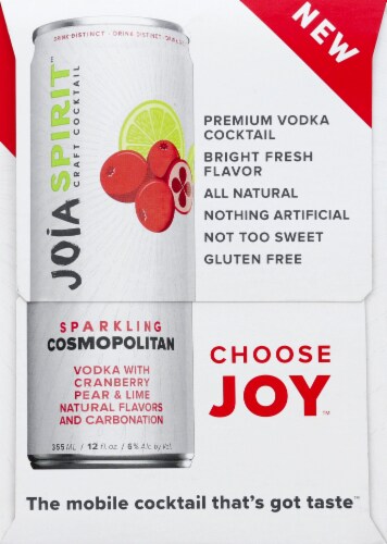 Joia Sparkling Cosmopolitan Premium Vodka Cocktail Perspective: front