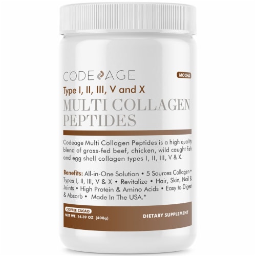 Codeage Multi Collagen Peptides Mocha Protein Powder Perspective: front