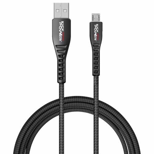 KickPOWER iPhone Micro USB Cable - Black Perspective: front