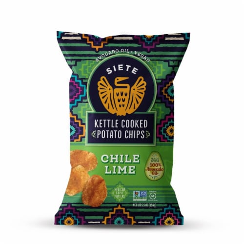 Siete Chile Lime Kettle Cooked Potato Chips Perspective: front
