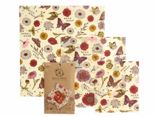Bee's Wrap Assorted Vegan Reusable Food Storage Wraps Perspective: front