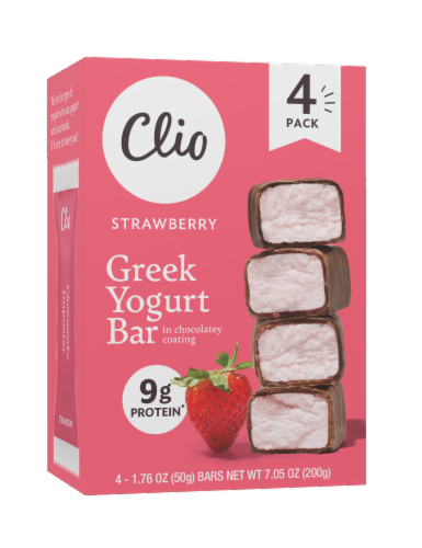 Clio® Dark Chocolate Strawberry Greek Yogurt Bars Perspective: front
