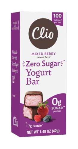 Clio Mixed Berry Zero Sugar Yogurt Bar Perspective: front