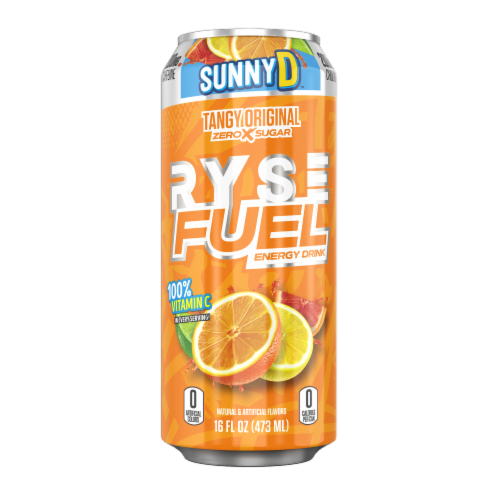 RYSE Fuel® Zero Sugar Sunny D™ Energy Drink Can Perspective: front