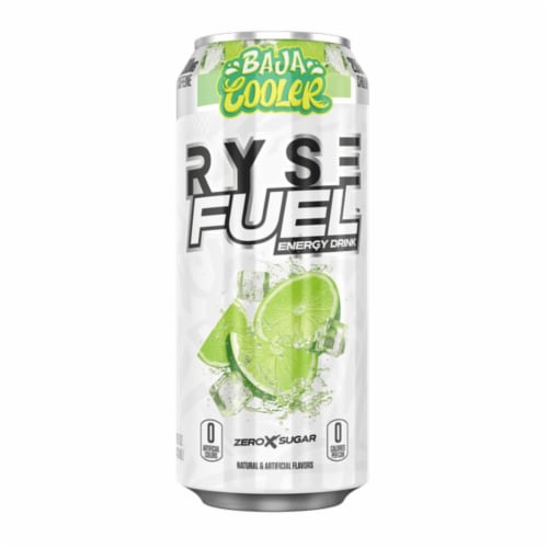RYSE Fuel Zero Sugar Lime Twist Baja Burst Energy Drink Can Perspective: front