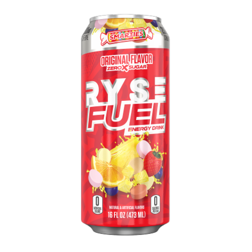 RYSE Fuel® Original Flavor Zero Sugar Smarties Energy Drink Perspective: front
