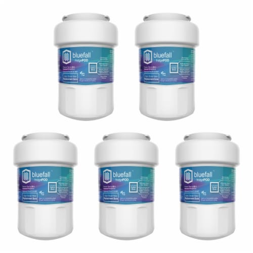 GE MWF 5PK Refrigerator Water Filter Compatible by BlueFall Perspective: front