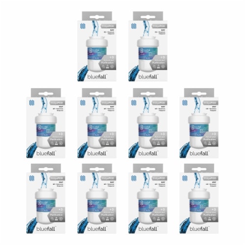 GE MWF 10PK Refrigerator Water Filter Compatible by BlueFall Perspective: front