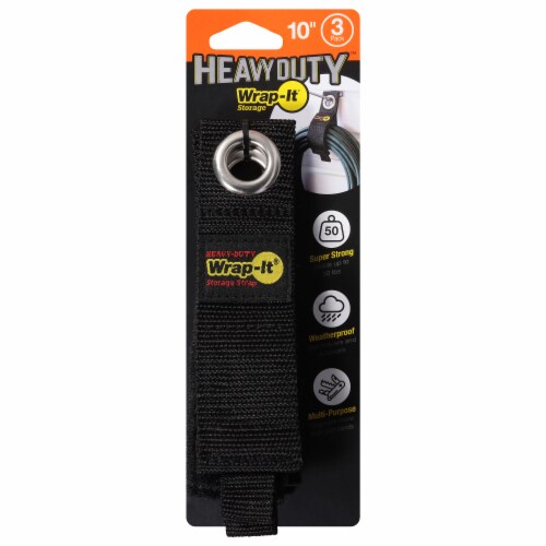 Wrap-It® Storage Heavy-Duty Black Storage Straps Perspective: front