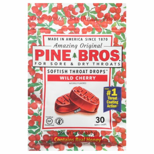 Pine Bros® Wild Cherry Throat Cough Drops Perspective: front