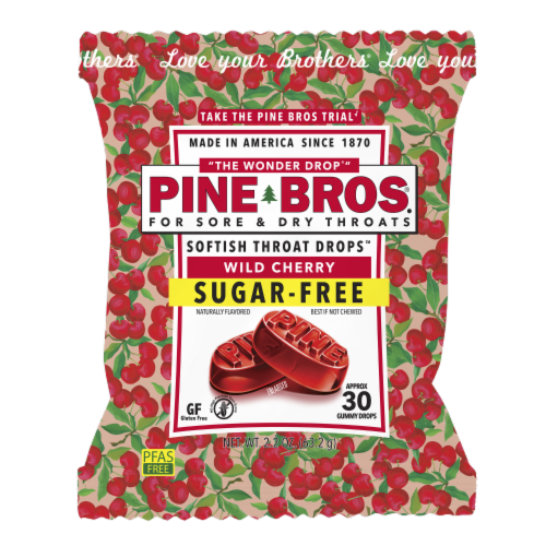 Pine Bros® Wild Cherry Sugar Free Throat Drops™ Perspective: front