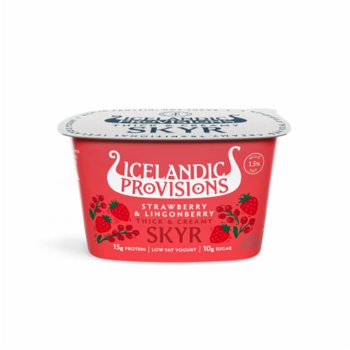 Icelandic Provisions Strawberry Lingonberry Skyr Yogurt Cup Perspective: front