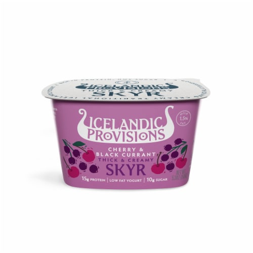Icelandic Provisions Cherry Black Currant Skyr Yogurt Cup Perspective: front