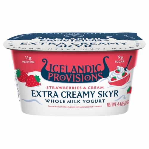 Icelandic Provisions Extra Creamy Skyr Strawberries and Cream Yogurt Perspective: front