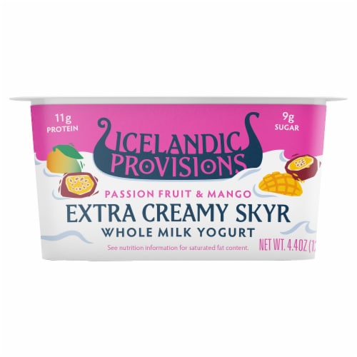 Icelandic Provisions Extra Creamy Skyr Passion Fruit & Mango Whole Milk Yogurt Perspective: front