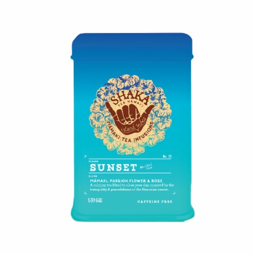 Shaka Tea Sunset Herbal Tea Bags Perspective: front