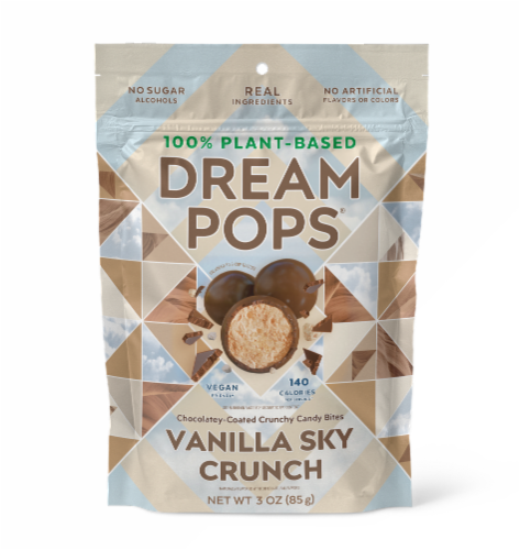 Dream Pops® Plant-Based Vanilla Sky Crunch Candy Bites Perspective: front