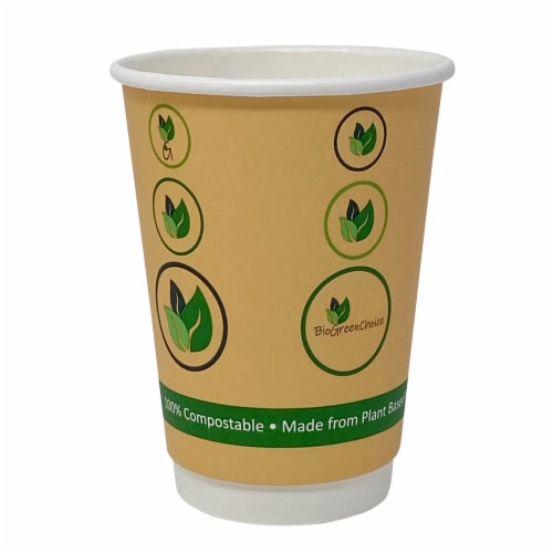 Greener Settings 12 oz. Clear Compostable Disposable Cups, Cold Drink Cups [50-Pack]