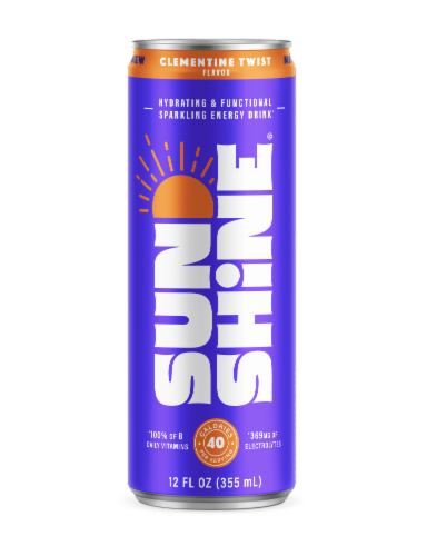 Sunshine® Clementine Twist Caffeinated Sparkling Energy Drink Perspective: front