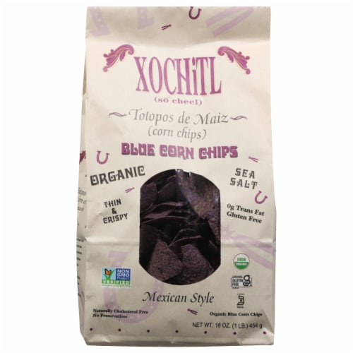 Xochitl Organic Blue Tortilla Chips Perspective: front
