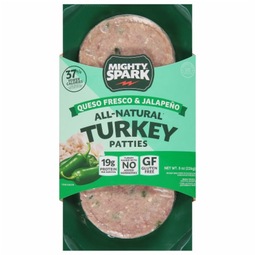 Mighty Spark® All Natural Queso Fresco & Jalapeno Turkey Patties Perspective: front