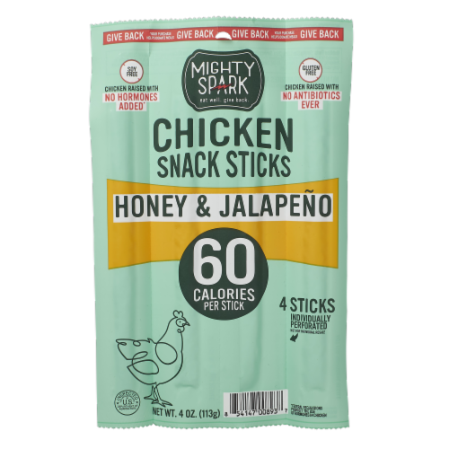 Mighty Spark® Honey & Jalapeno Chicken Snack Sticks Perspective: front