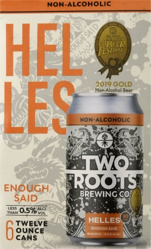 Two Roots Brewing Co. Helles Enough Said Non-Alcoholic Beer Perspective: front