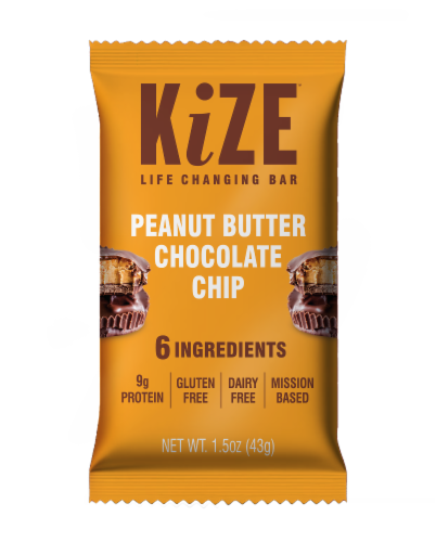 Kize™ Peanut Butter Chocolate Chip Raw Energy Bar Perspective: front