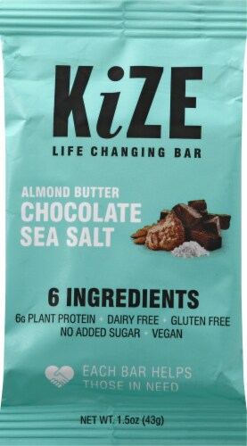 Kize Almond Butter Chocolate Sea Salt Bar Perspective: front