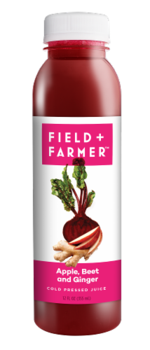 Field & Farmer Apple Beet and Ginger Cold Pressed Juice Perspective: front