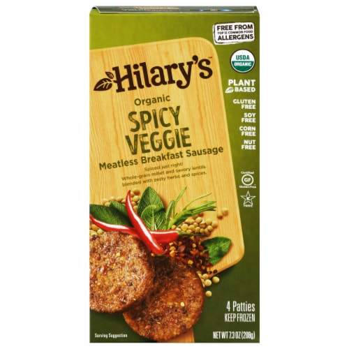 Hilary's Organic Spicy Veggie Meatless Breakfast Sausage Patties Perspective: front