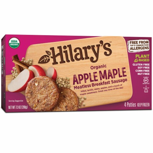 Hilary's Organic Apple Maple Meatless Breakfast Sausage Patties, 4 ct