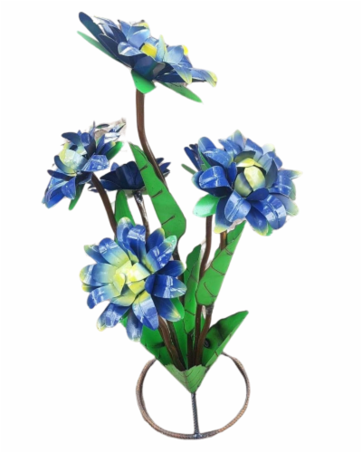 Blue Orange Pottery Large Bonnet Stake - Blue Perspective: front