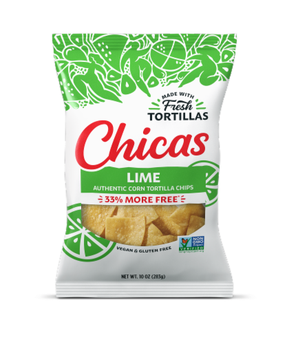 Chicas Lime Corn Tortilla Chips Perspective: front